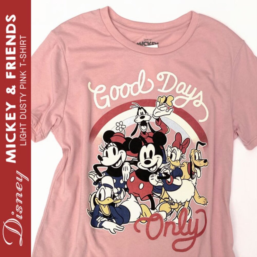 NWT Disney Mickey & Friends Light Dusty Pink T-Shirt With Screen Print Size S